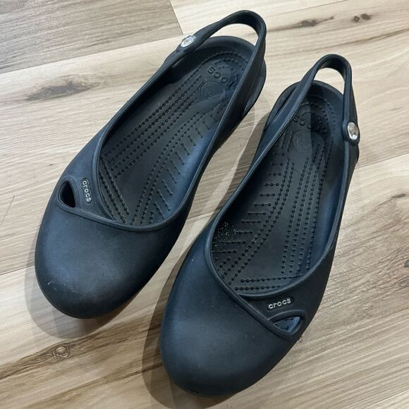 Crocs Olivia Slingback Flats Black Women’s 10 - Picture 1 of 4